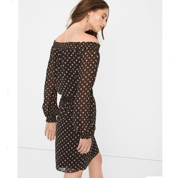 WHBM Off-The-Shoulder Chiffon Flowy Print Dress - Picture 3 of 12